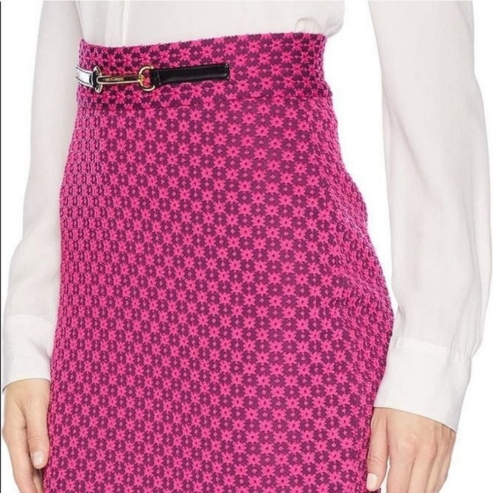 Glamour Pink COSMO Knit Geo Jacquard Pencil SKIRT, JUICY COUTURE